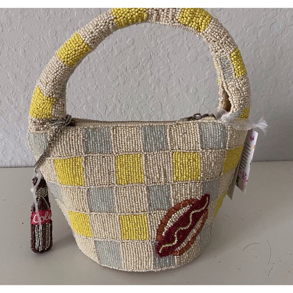 Beaded Cream Shoulder Bag with Colorful Fast-Food Motifs - Picture 12 of 16